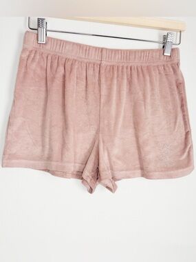 Juicy Couture Dusty Pink Plush Lounge Shorts with Rhinestone Logo